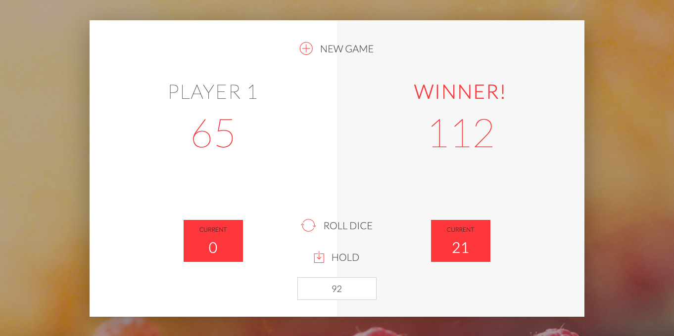 Dice game based on Javascript